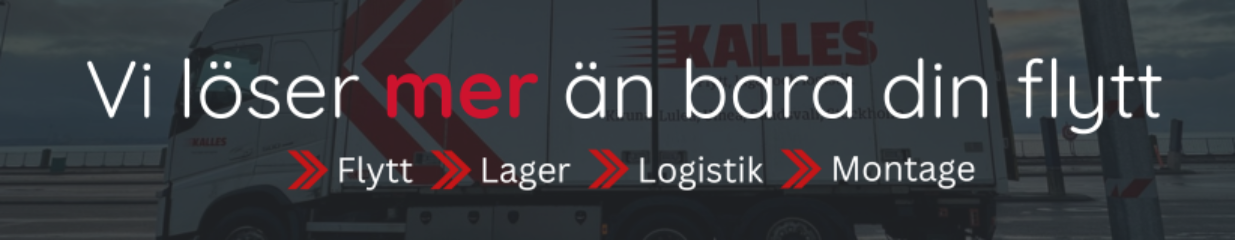 Kalles Bud & Transport i Norr AB Luleå - Lastpallar, lastmaterial, Godsterminaler, Flyttfirmor, Magasinering och varulagring, Tillverkare av kontorsinredningar, Logistik